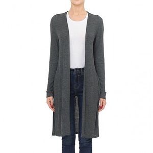Ambiance Ethelyn Long-Sleeve Cardigan Duster - Charcoal Gray - 1X (14-16)